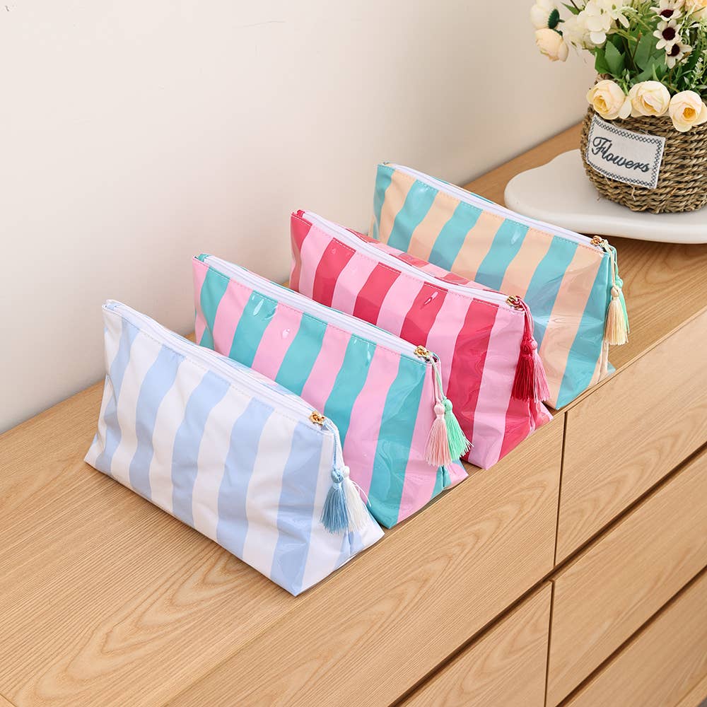 Waterproof Striped Make Up Bag