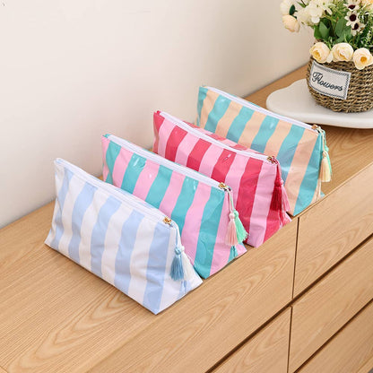 Waterproof Striped Make Up Bag