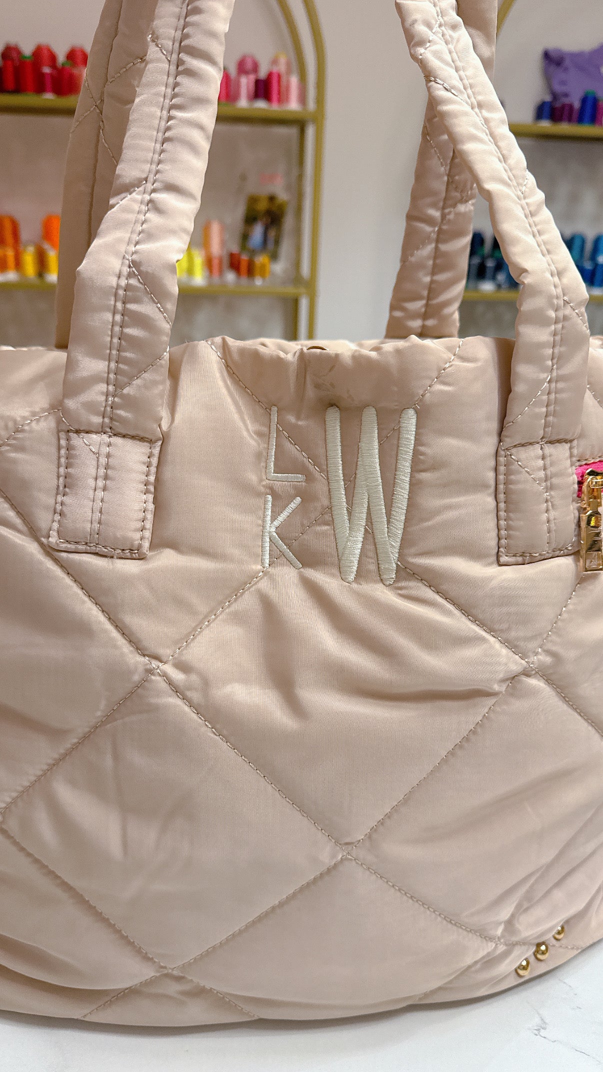 Puffer Quilted Tote Bag with Pouch by Pretty Simple