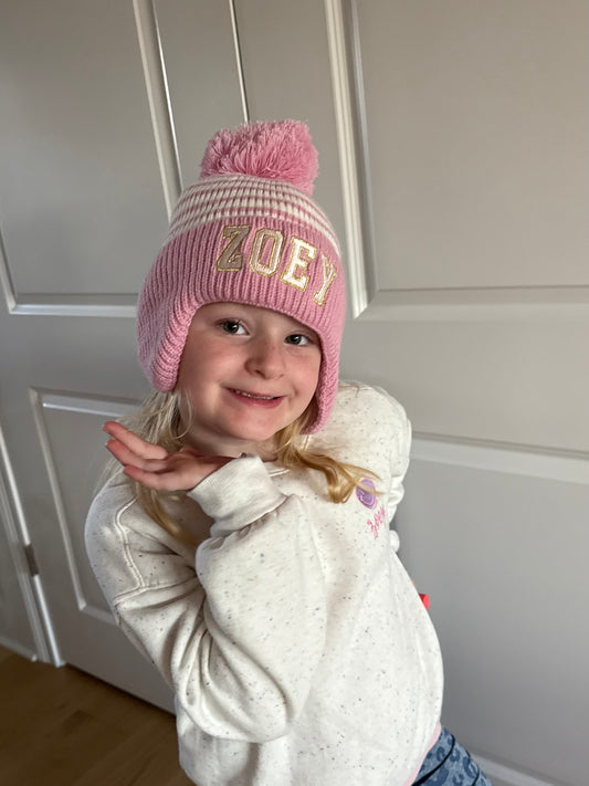 The Zoey Pink Stripe Winter Hat
