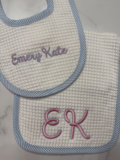 Bib / Burp Cloth Set - Blue