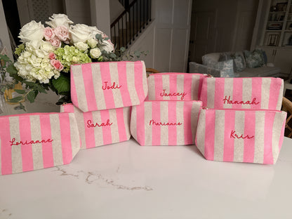 Terry Striped Everything Pouch Cosmetic Case