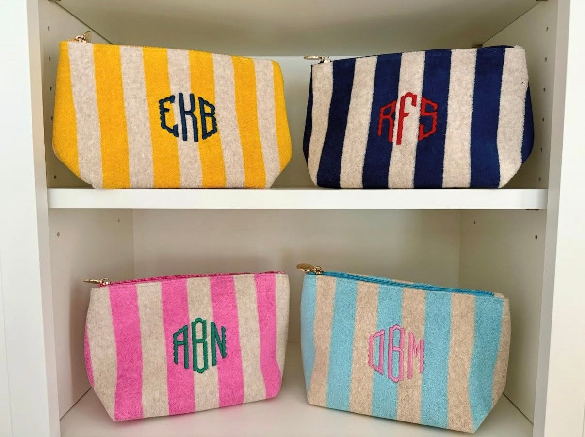 Terry Striped Everything Pouch Cosmetic Case