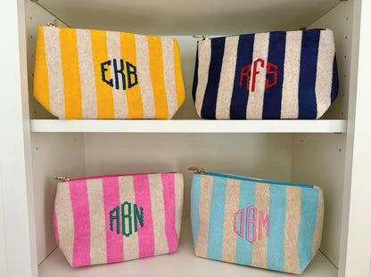 Terry Striped Everything Pouch Cosmetic Case