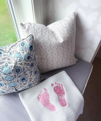 Keepsake Footprints or Handprint Cotton Baby and Toddler Blanket