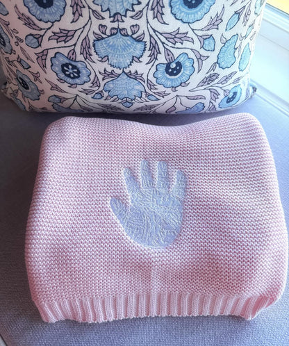 Keepsake Footprints or Handprint Cotton Baby and Toddler Blanket