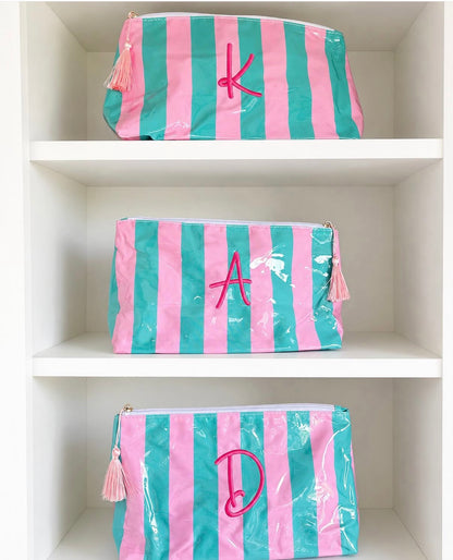 Waterproof Striped Make Up Bag