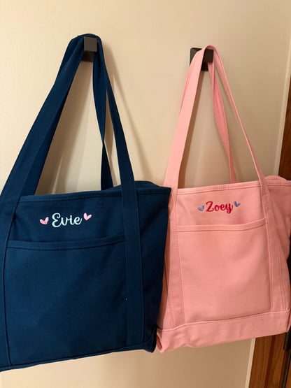 Solid Color Zip Top Canvas Tote