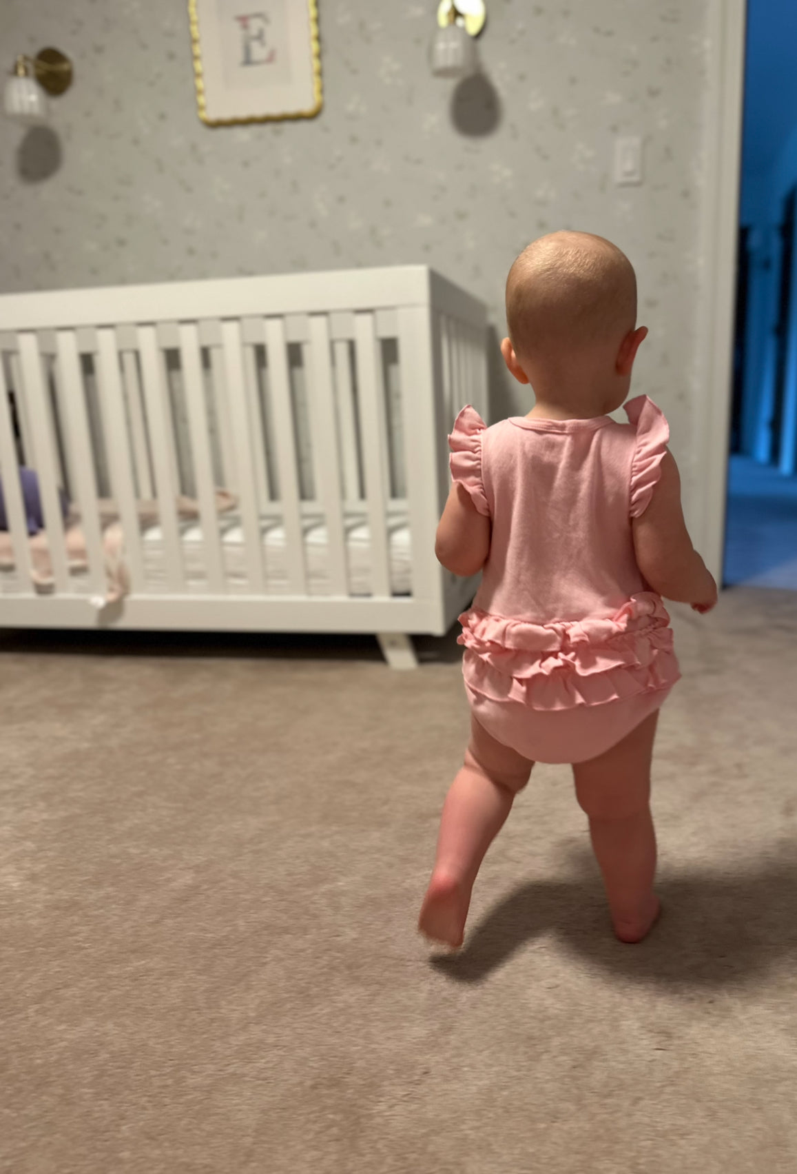 Baby Girl Flutter Sleeved Ruffle Bottom Bubble