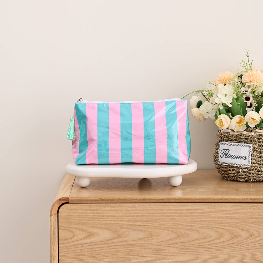 Waterproof Striped Make Up Bag