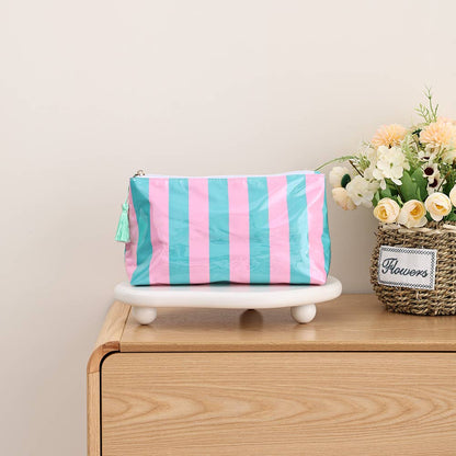 Waterproof Striped Make Up Bag