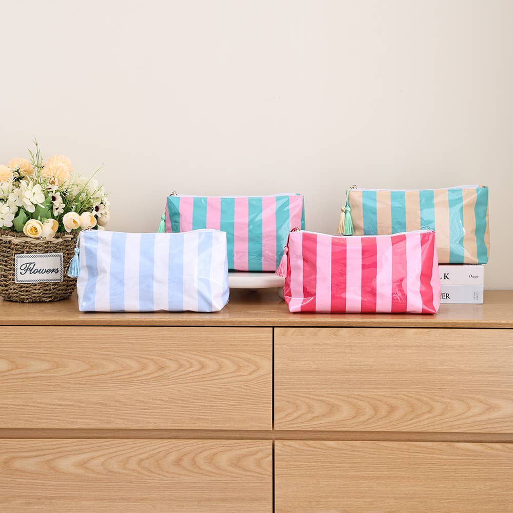 Waterproof Striped Make Up Bag