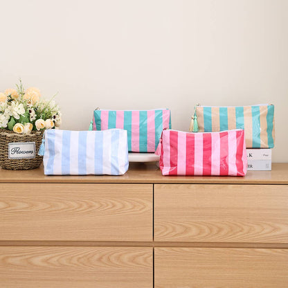 Waterproof Striped Make Up Bag