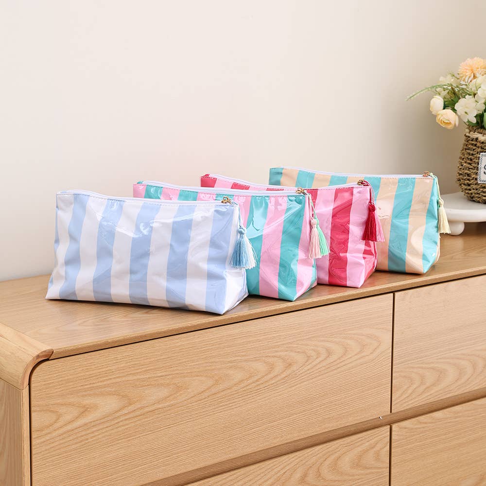 Waterproof Striped Make Up Bag